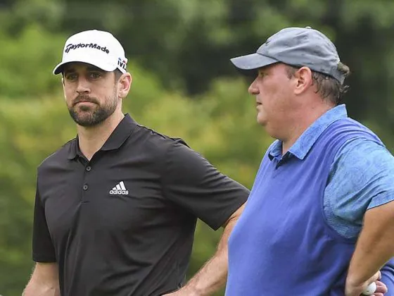 Aaron Rodgers and Brian Baumgartner in 2018.